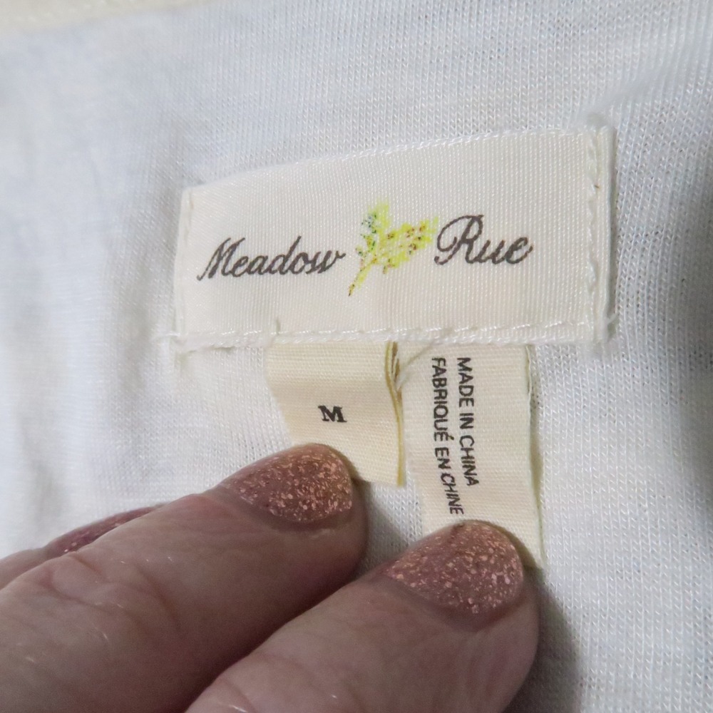 Meadow Rue Lace Tiered Midi Dress M Ivory Button Romantic Boho Cottagecore Sweet - Picture 9 of 10